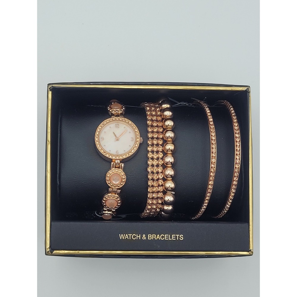 NIB Folio Folio Rose Gold Watch & Bracelet Set